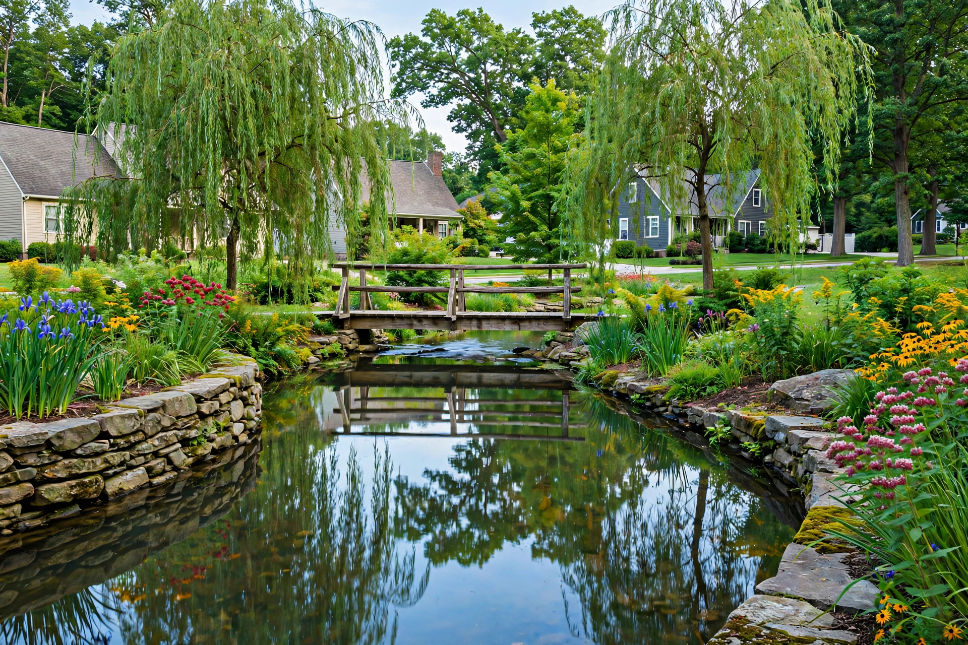 Stream with native plantings in Stoney Run, Hanover, MD